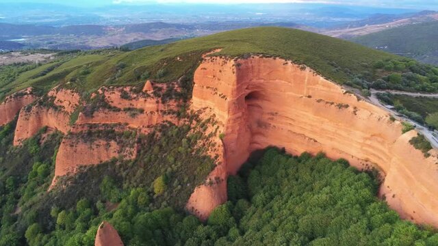 Las Medulas. Roman gold mine in Leon,Spain  Aerial Drone Footage. UNESCO World  Heritage Site