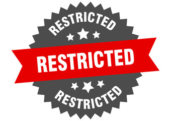 restricted round isolated ribbon label. restricted sign