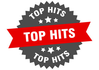 top hits round isolated ribbon label. top hits sign