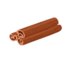 cinnamon sticks isolated on white, vector illustration