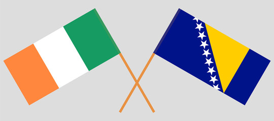 Crossed flags of Ireland and Bosnia and Herzegovina