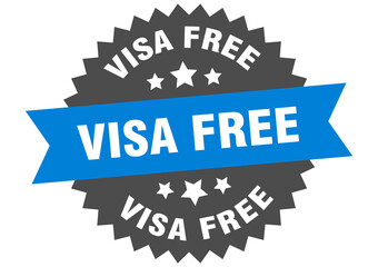 visa free round isolated ribbon label. visa free sign