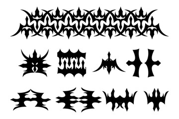 Tattoo tribal designs abstract pattern on the arm and sleeve design, set tribal tattoo, mandala art tatoo vector design template