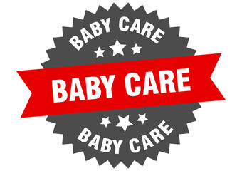 baby care round isolated ribbon label. baby care sign