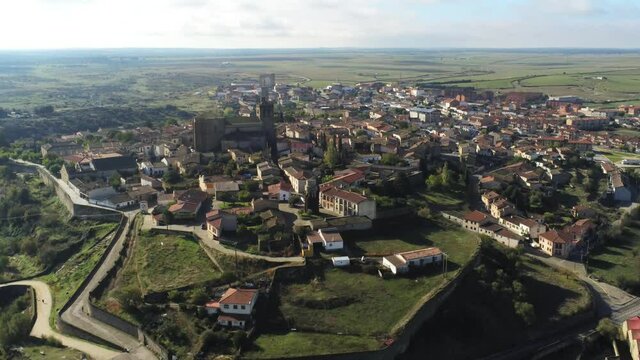 Ledesma. beautiful village of Salamanca,Spain. Aerial Drone Footage