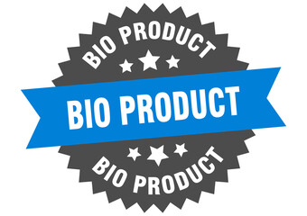 bio product round isolated ribbon label. bio product sign