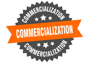 commercialization round isolated ribbon label. commercialization sign