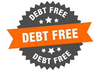 debt free round isolated ribbon label. debt free sign