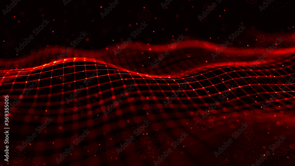 Poster abstract fire background with a dynamic wave. wave of particles. futuristic technology. fire flying 