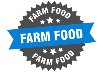 farm food round isolated ribbon label. farm food sign