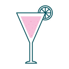 martini glass cup with lemon line and fill style icon design, Alcohol drink bar and beverage theme Vector illustration