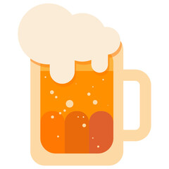 Mug of beer on white isolated backdrop. Brewery for invitation or gift card, notebook, craft beer shop logo, bath tile, scrapbook. Phone case or cloth print art. Flat style stock vector illustration