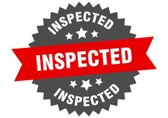 inspected round isolated ribbon label. inspected sign