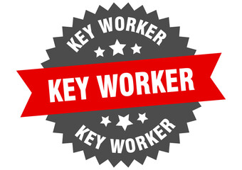 key worker round isolated ribbon label. key worker sign