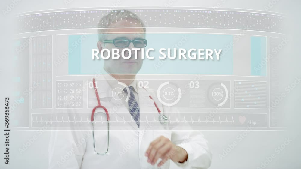 Poster scrolling to robotic surgery tab on a modern computer screen