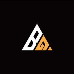 B Q initial logo modern triangle with black background