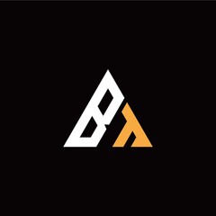 B T initial logo modern triangle with black background