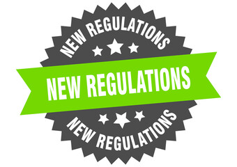 new regulations round isolated ribbon label. new regulations sign
