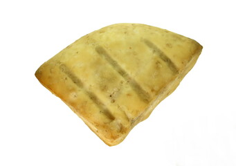 smoked cheese closeup over white background.