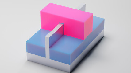 FINFET transistor. Fin FET (field effect transistor) is metal oxide semiconductor used for building semiconductor chips and integrated circuits at nano scale.  High quality 3D render simulation. 