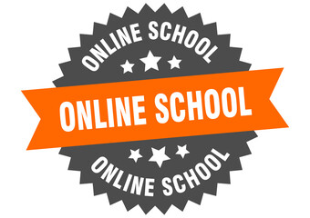 online school round isolated ribbon label. online school sign