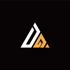 D Q initial logo modern triangle with black background