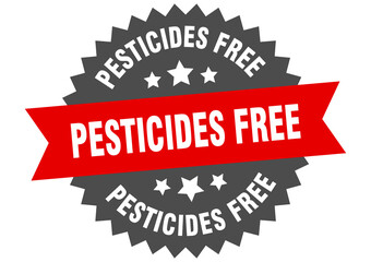 pesticides free round isolated ribbon label. pesticides free sign