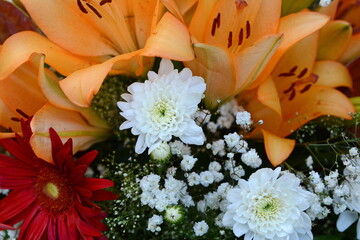 beautiful orange lily flowers bouquet.