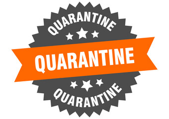 quarantine round isolated ribbon label. quarantine sign