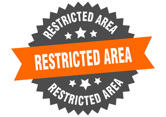 restricted area round isolated ribbon label. restricted area sign