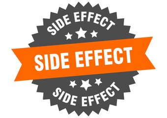 side effect round isolated ribbon label. side effect sign