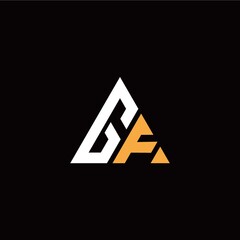 G F initial logo modern triangle with black background