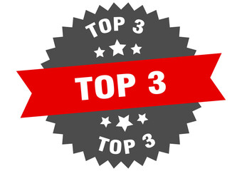 top 3 round isolated ribbon label. top 3 sign