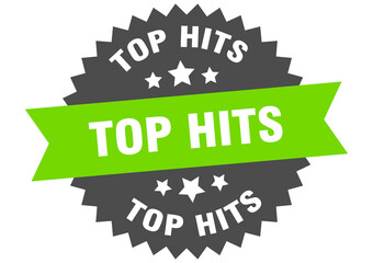 Fototapeta premium top hits round isolated ribbon label. top hits sign