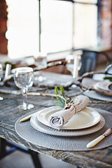 table setting in a restaurant