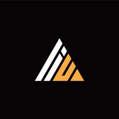 I U initial logo modern triangle with black background