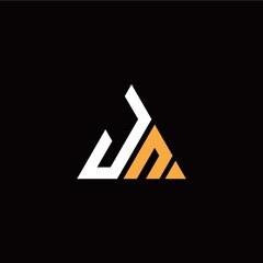 J N initial logo modern triangle with black background