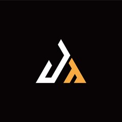 J T initial logo modern triangle with black background