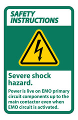 Safety Instructions Severe shock hazard sign on white background
