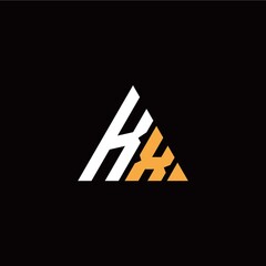 K X initial logo modern triangle with black background