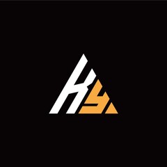 K Y initial logo modern triangle with black background