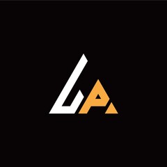 L P initial logo modern triangle with black background