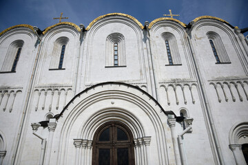 Fototapeta na wymiar Architecture of Vladimir city, Russia. Assumption church, Famous landmark. 