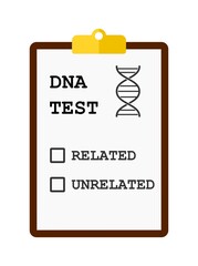 DNA test clipboard related unrelated vector art image.