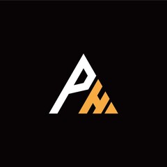 P H initial logo modern triangle with black background