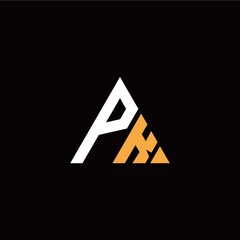 P K initial logo modern triangle with black background