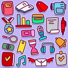 abstract kawaii doodle designs template