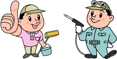 清掃員　溶接工イラスト