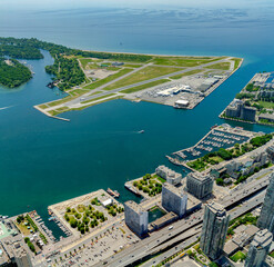 Toronto Aerial View, inclundind Toronto Islands and Billy Bishop Toronto City Airport, Ontario,...