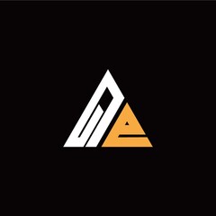 Q E initial logo modern triangle with black background
